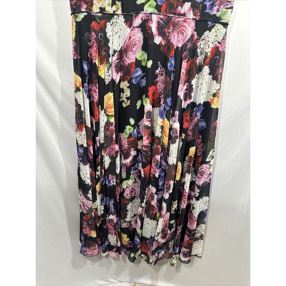 NWD $498 IEENA Mac Duggal [ 20 ] Floral Print Mesh Cap‎ Sleeve Gown Black #S1062 - Picture 14 of 16